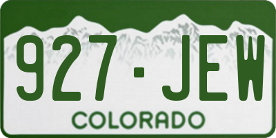 CO license plate 927JEW