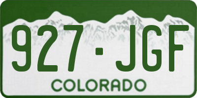 CO license plate 927JGF