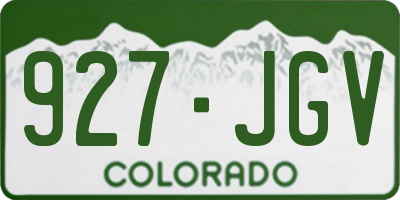 CO license plate 927JGV