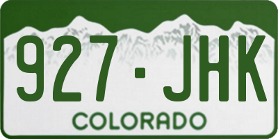 CO license plate 927JHK