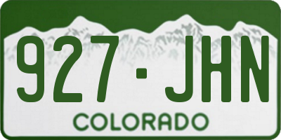 CO license plate 927JHN