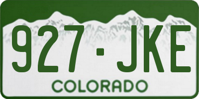 CO license plate 927JKE
