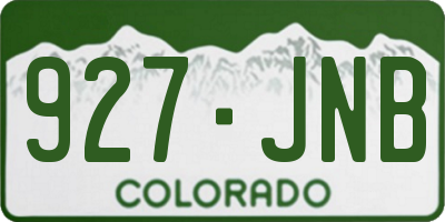 CO license plate 927JNB