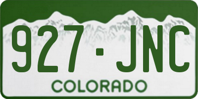 CO license plate 927JNC
