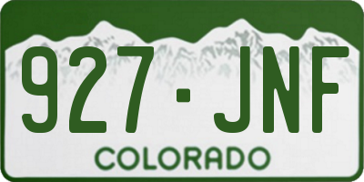 CO license plate 927JNF