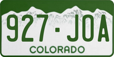 CO license plate 927JOA