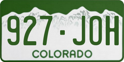 CO license plate 927JOH