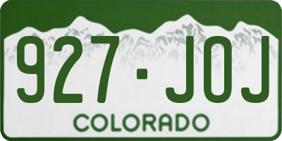 CO license plate 927JOJ