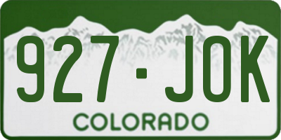 CO license plate 927JOK