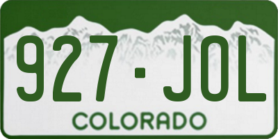 CO license plate 927JOL