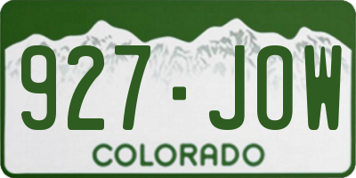 CO license plate 927JOW