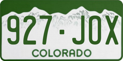 CO license plate 927JOX