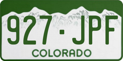 CO license plate 927JPF