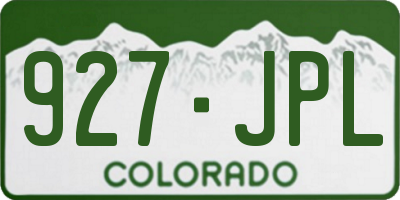 CO license plate 927JPL