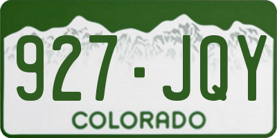 CO license plate 927JQY