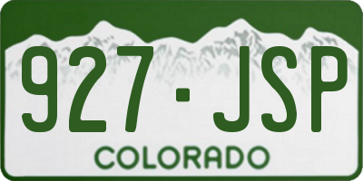 CO license plate 927JSP