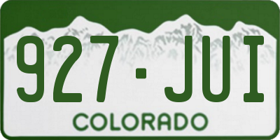 CO license plate 927JUI