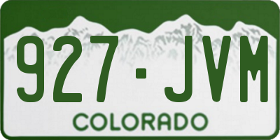 CO license plate 927JVM