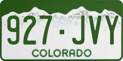 CO license plate 927JVY