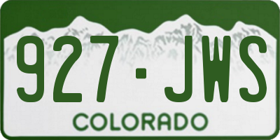 CO license plate 927JWS