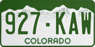CO license plate 927KAW