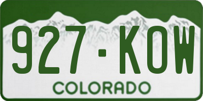 CO license plate 927KOW