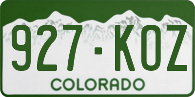 CO license plate 927KOZ