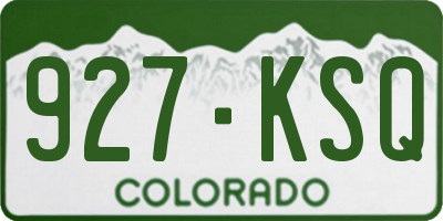 CO license plate 927KSQ