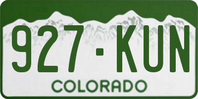 CO license plate 927KUN
