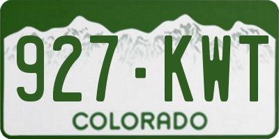 CO license plate 927KWT