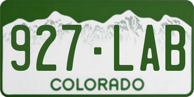 CO license plate 927LAB