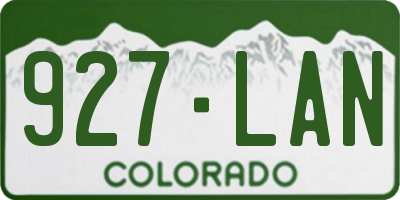 CO license plate 927LAN