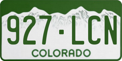 CO license plate 927LCN