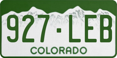 CO license plate 927LEB