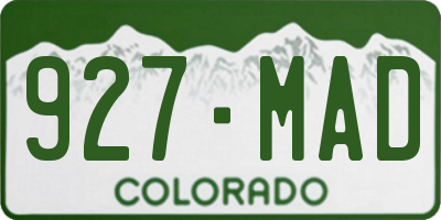 CO license plate 927MAD