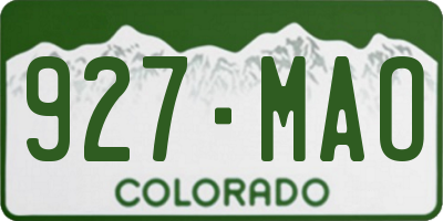 CO license plate 927MAO