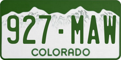 CO license plate 927MAW