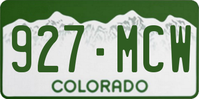 CO license plate 927MCW
