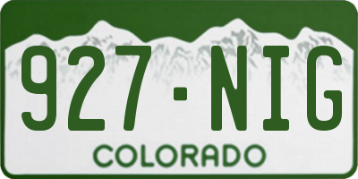 CO license plate 927NIG