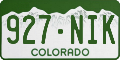 CO license plate 927NIK