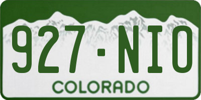 CO license plate 927NIO