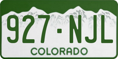 CO license plate 927NJL