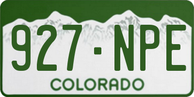CO license plate 927NPE