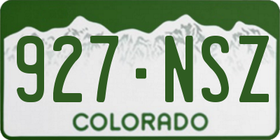 CO license plate 927NSZ
