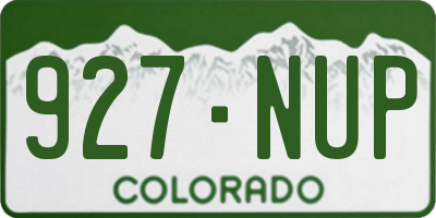 CO license plate 927NUP