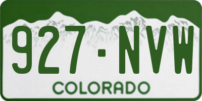 CO license plate 927NVW