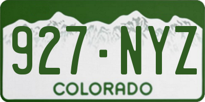 CO license plate 927NYZ