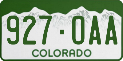 CO license plate 927OAA