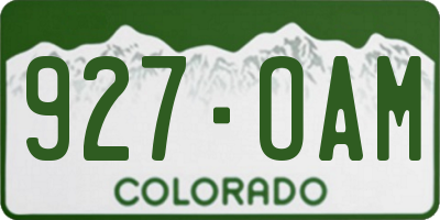 CO license plate 927OAM