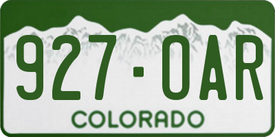 CO license plate 927OAR